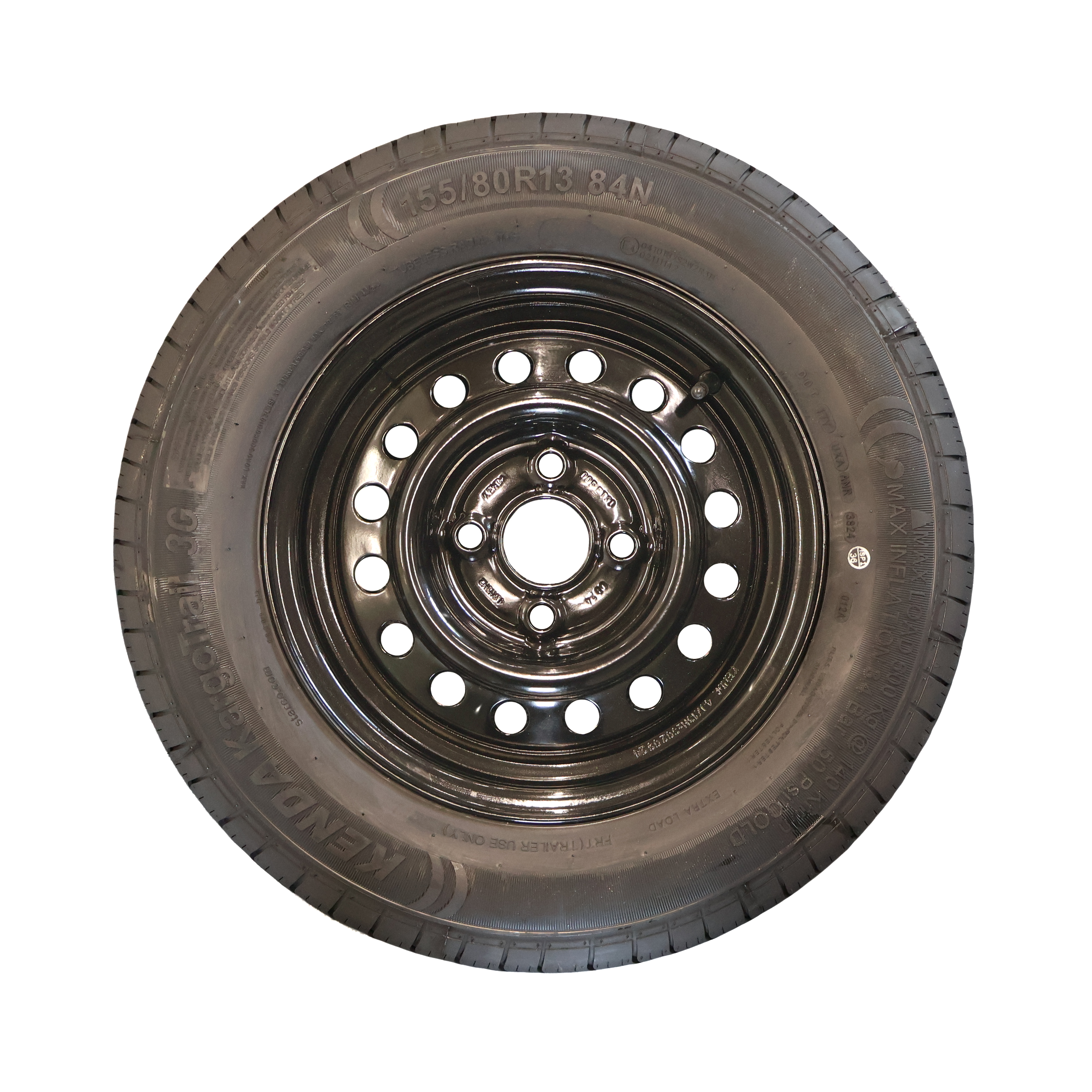 TRAILERHJUL 155/80R13 4X100, 500 kg 84N - SORT FÆLG