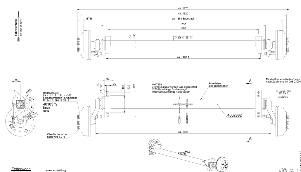 BPW AKSEL 1800KG 5X112 A:1400 C:1970