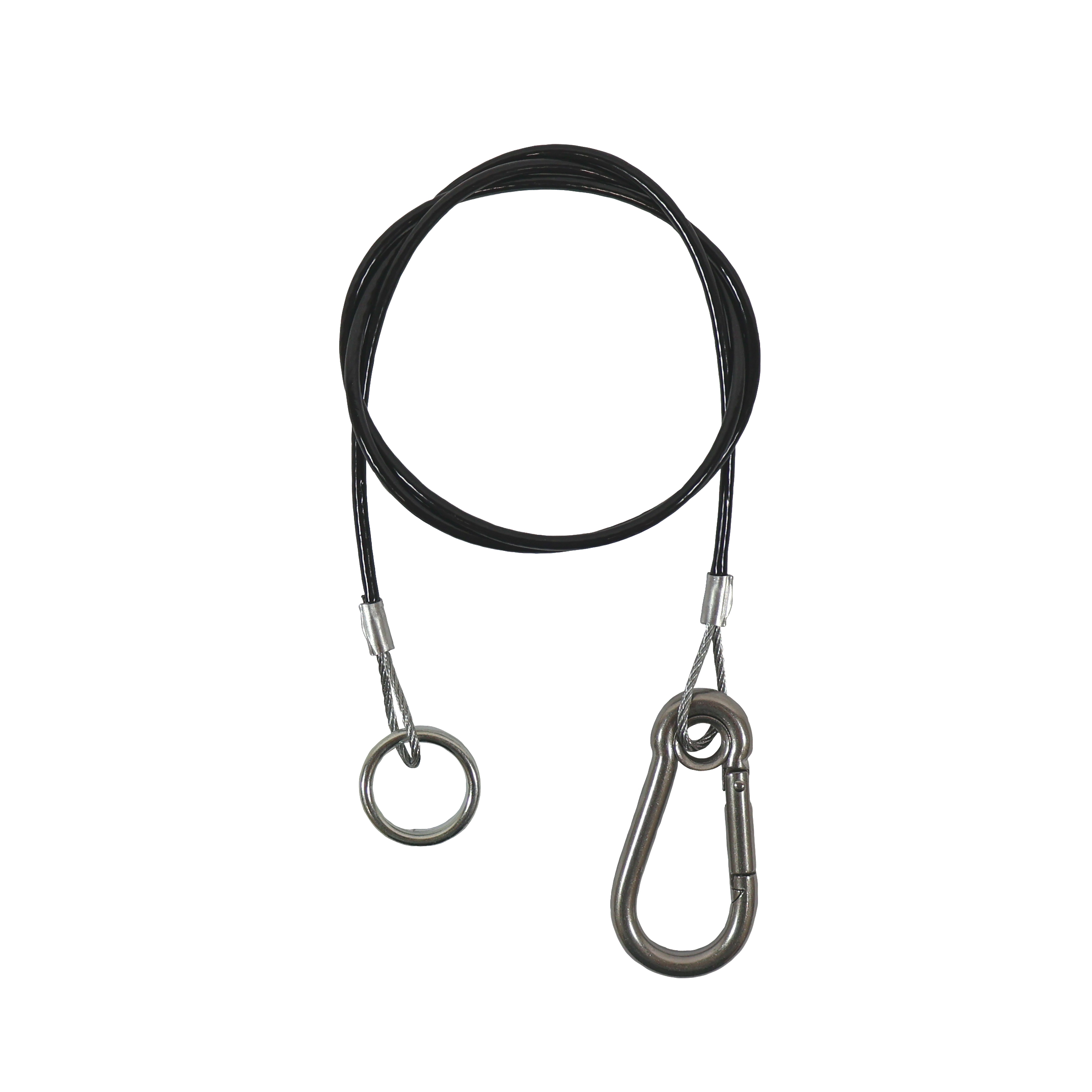 NØDBREMSEWIRE SORT M/RING 1000mm - RUSTFRI KARABINHAGE