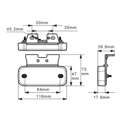 POSITIONSLEUCHTE 12/24 V P&R LED WEISS, 0,5 METER MIT 90 GR. HALTER