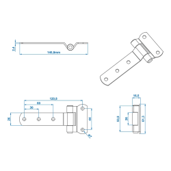 TRSCHARNIER 143X61MM