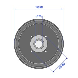 BREMSTROMMEL 160 x 35 FR ALKO 1637 4X100 LAGER 30/60K Hhe 84 mm