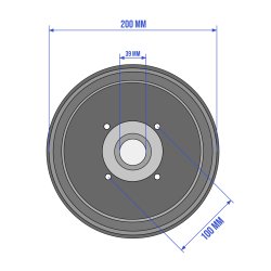 BREMSTROMMEL FR ALKO 2051 - 4x100 - RADLAGER 39/72/37 200x50 mm