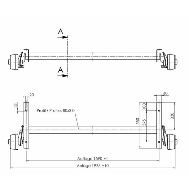ALKO AKSEL 1000KG 4X100 A:1590 C:1975 - SPECIAL