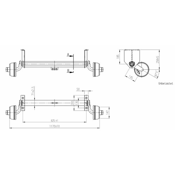 Alko Achse 750kg 4x100 A 825 C 1170 hoher Bock