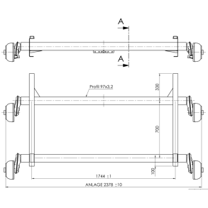 ALKO TANDEM AKSEL 3000KG 5X112 A:1744 C:2378
