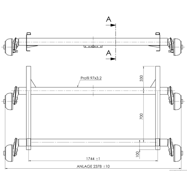 ALKO TANDEM AKSEL 3000KG 5X112 A:1744 C:2378