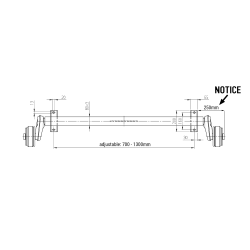 UNIVERSAL ALKO AXEL - JUSTERBAR 700 - 1300mm MED BROMS 1350 KG 5X112