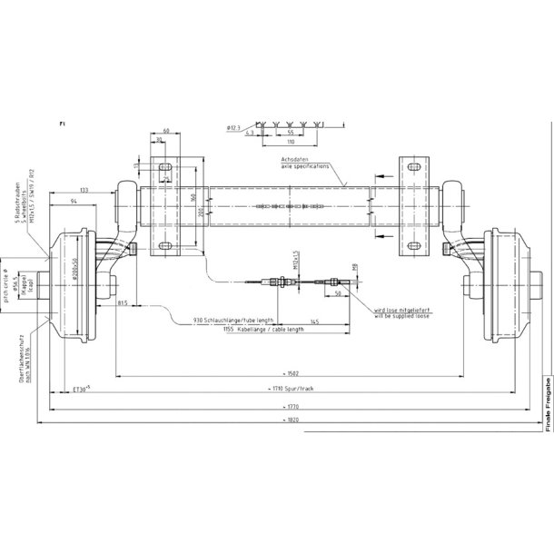 BPW AXEL 1350KG 5X112 A:1300 C:1770