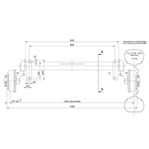 BPW aksel 1350kg - 4x100 - a:860 c:1305
