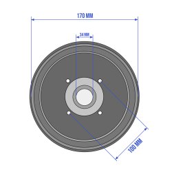 BREMSTROMMEL fr BPW 170x40 4x100 LCHER MIT LAGER 34/64/37
