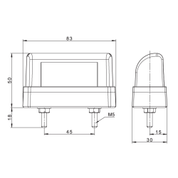 FRISTOM FT-016 KENNZEICHENLEUCHTE LED WEISS  0,8 M DC-KABEL 1230V