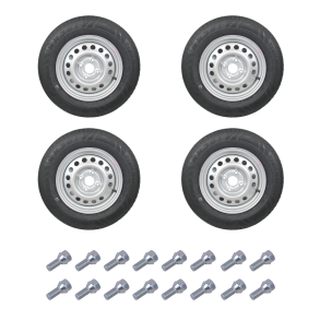 4 STK. KOMPLETTE HJUL 155/80R13 4X100 500KG INKL. 16 HJULBOLTE - KAMPAGNE
