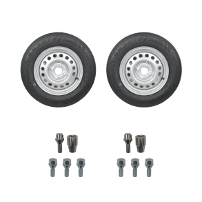 2 STK. KOMPLETTE HJUL 155/80R13 4X100 500KG INKL. 2 HJULBOLTES�T MED L�SEBOLT - KAMPAGNE