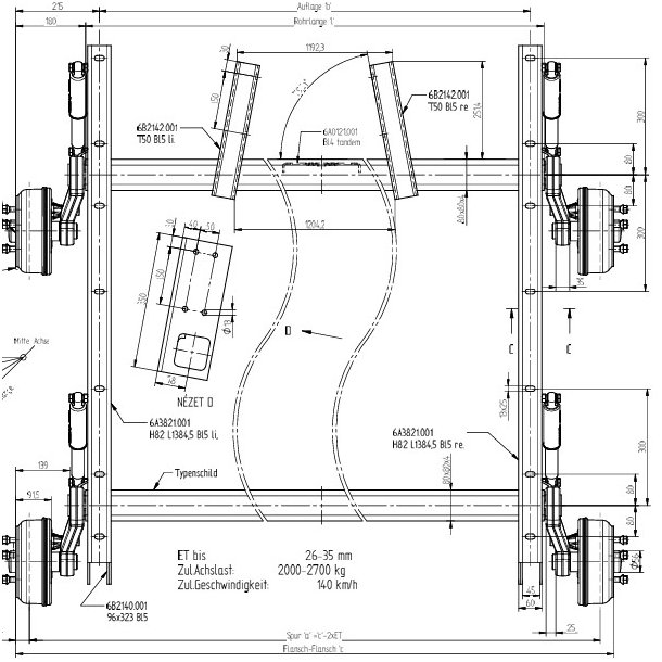 KNOTT TANDEM AKSEL 2700 KG - 5X112 - B:1900 C:2330 (6A3815.001) - SPECIAL