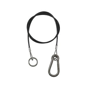 ABREISEIL/SICHERHEITSSEIL SCHWARZ M/RING 1000mm  EDELSTAHL-KARABINERHAKEN