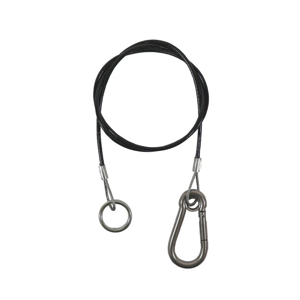 NDBREMSEWIRE SORT M/RING 1000mm - RUSTFRI KARABINHAGE