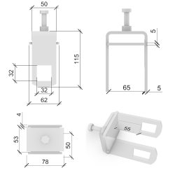 SP�NDEBESLAG TIL SIDERULLE 50/60 - 30x30 mm Brenderup