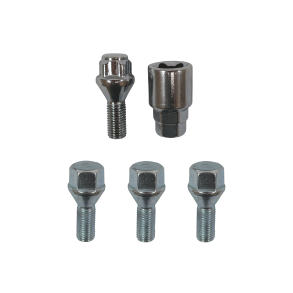 RADBOLZENSET MIT 1 FELGENSCHLOSS - M12 X 1,5 KONISCH KEGELBUND - 4-LOCH-FELGE