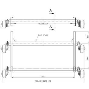 ALKO TANDEM AKSEL 2500KG 5X112 A:1744 C:2278