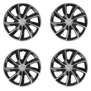 13 tommer hjulkapsler - s�lv/sort - 4 stks.