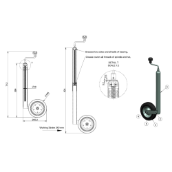 N�sehjul med massivt hjul - 150 kg - �48 - 200x50 mm - Lang model