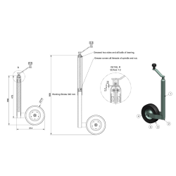 N�sehjul med massivt hjul - 150 kg - �48 - 220x65 mm - Lang model