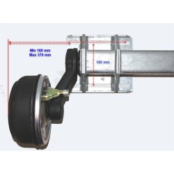UNIVERSAL AXEL - JUSTERBAR 1420 - 1750mm MED BROMS 1400 KG 5X112 ("Knott")